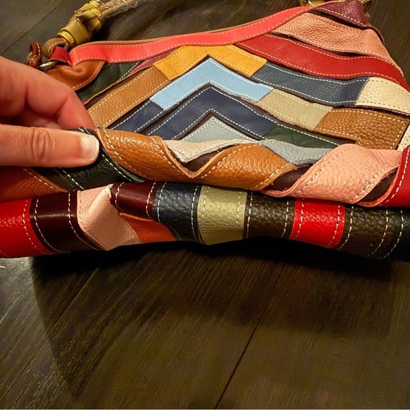 NWT CHAOS By Elsie Multi Color Solid Genuine Leather Rhombus Pattern Tote Bag - Picture 10 of 13